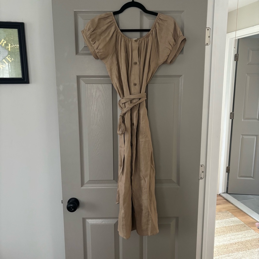 Eberjey Tan Midi Dress with Button Detail
